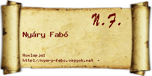 Nyáry Fabó névjegykártya